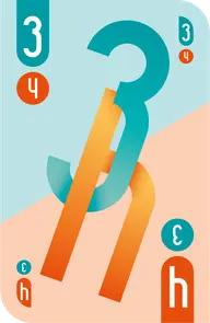 DNUP turquoise card with number 3